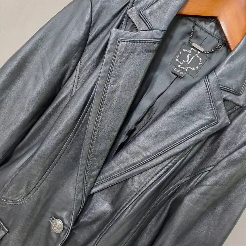 [BUNJANG] SI Black Soft Real Lambskin Leather Jacket / SI 블랙 부드러운 리얼 양가죽  자켓