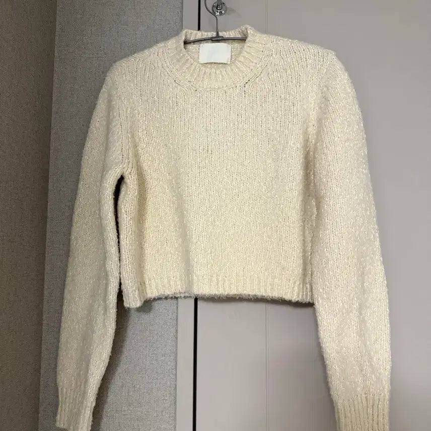 [BUNJANG] Ore Ivory Knit Crop Pullover / Ore 오어 아이보리 니트 크롭 풀오버