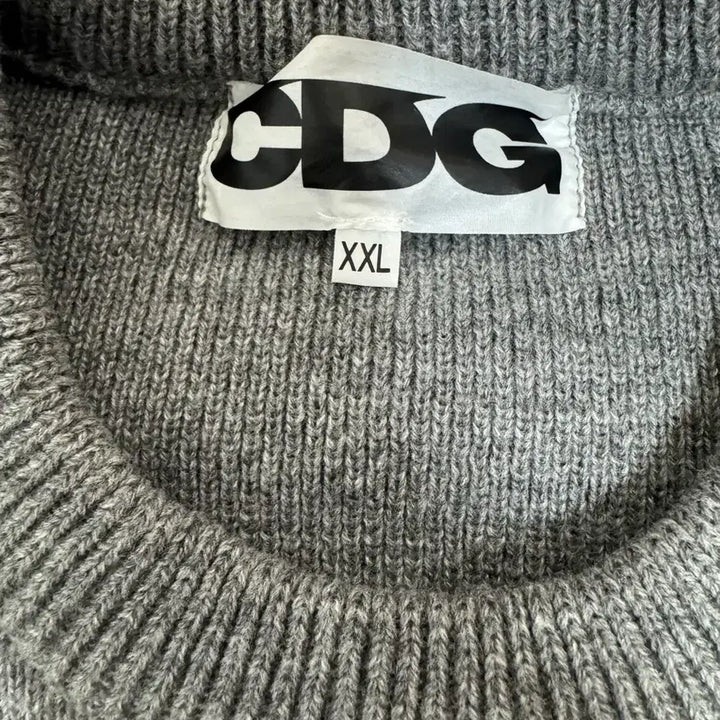 [SOLD OUT] CDG 라운드넥 스쿨풀오버 니트 그레이XXL