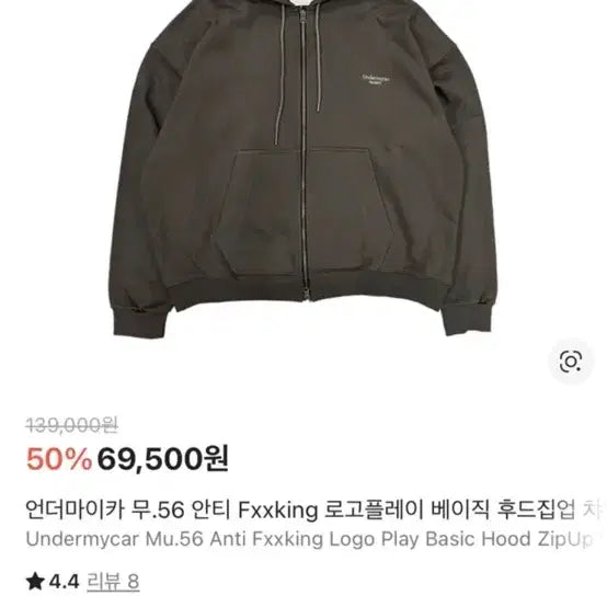 [BUNJANG] Under My Car Mu.56 Charcoal Hoodie / 언더마이카 Mu.56 후드집업 차콜