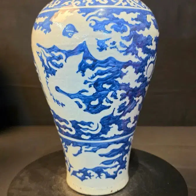 [BUNJANG] Joseon Dynasty Celadon Porcelain White Dragon Vase / 260515-1 청화 백룡문 매병