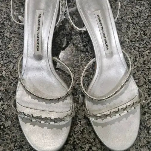 [BUNJANG] MYEYEKO Silver Sandal Heels / MYEYEKO 마이아이코 실버 샌들힐