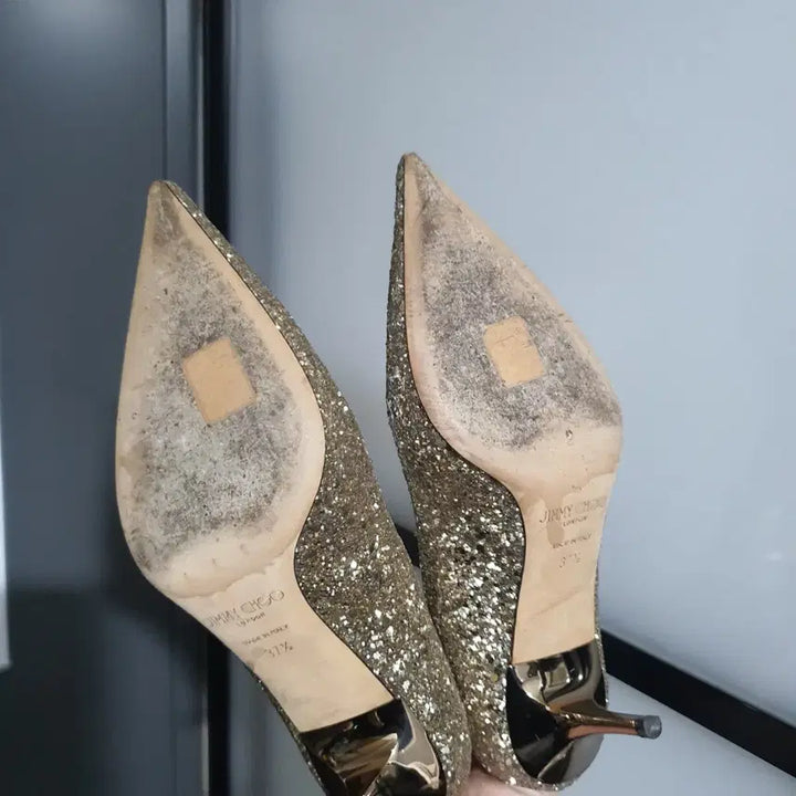 [BUNJANG] Jimmy Choo Agnes Gold Glitter Heels / 지미추 글리터힐 아그네스 샴페인 골드 37.5