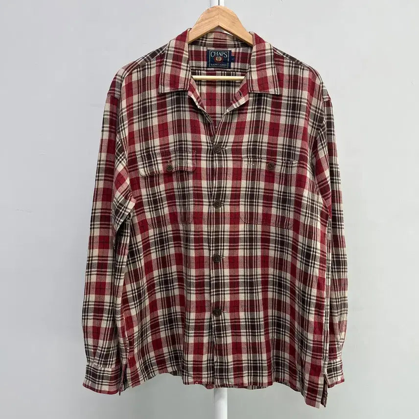 [BUNJANG] Ralph Lauren Vintage Check Open Collar Shirt / [L] 찹스 랄프로렌 빈티지 체크 오픈카라 셔츠