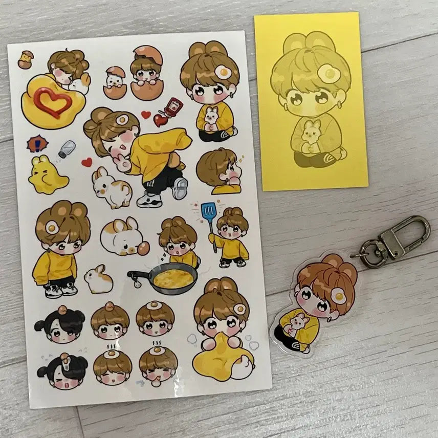 [SOLD OUT] 방탄소년단 정국 팬아트 베니님 지단꾹 키링 스티커 양도
