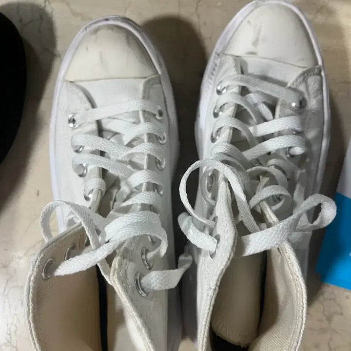 [BUNJANG] Converse All Star White High Sneakers / 컨버스 올스타 화이트 하이 스니커즈