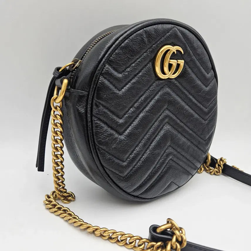 [BUNJANG] Gucci Marmont Round Mini Crossbody Bag / 구찌 마몽 라운드 미니 크로스백 (550154)