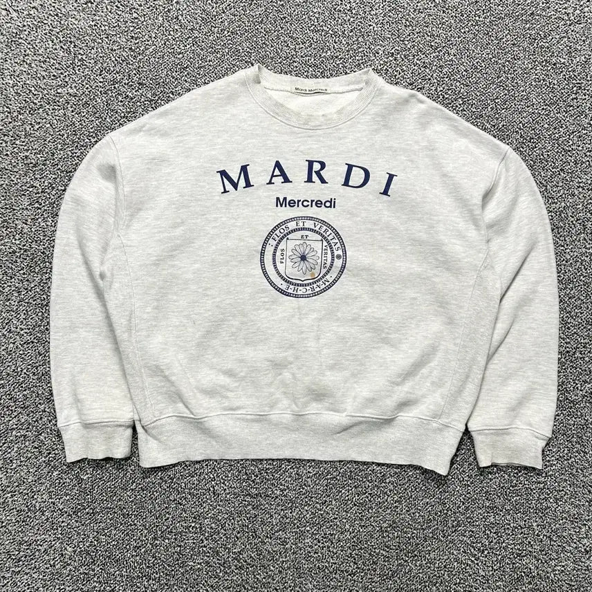 [BUNJANG] Mardi Mercredi Floss Logo Grey Sweatshirt / 마르디(Mardi Mercredi)플로스 로고 그레이 맨투맨