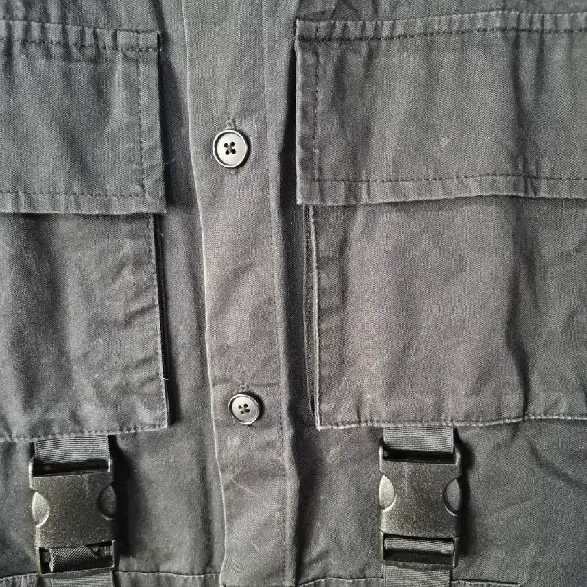 [BUNJANG] Lamberto Losani Men's Black Pocket Buckle Shirt / {만원빈티지} 랑베르시오 남성 블랙 포켓 버클 셔츠