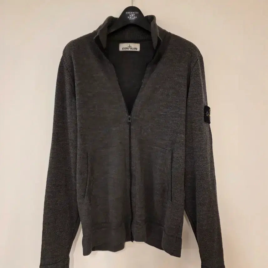 [BUNJANG] Stone Island Dark Gray Knit Zip-Up Cardigan / 스톤아일랜드 다크 그레이 니트 집업 가디건