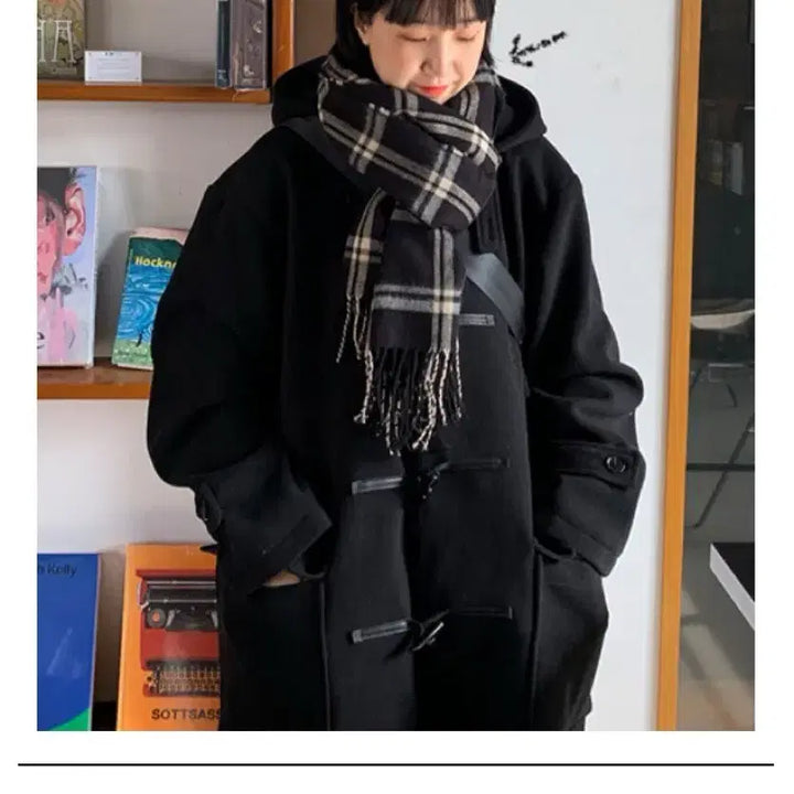 [BUNJANG] BAON Black Check Winter Long Muffler / 미착용 새상품) 바온 블랙 체크 겨울 롱머플러