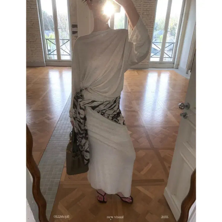 [BUNJANG] 0122stepll Scarf Skirt / 0122stepll 스커트 밴딩 스카프 바디콘 롱스커트