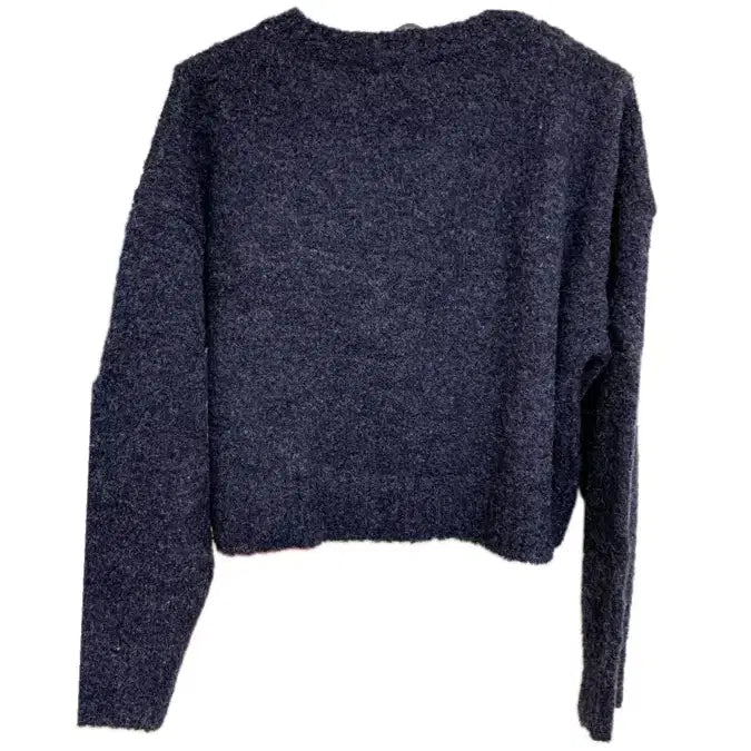 [BUNJANG] A Little Bit Popcorn Crop Knit Navy / 어리틀빗 팝콘 크롭 니트 네이비 남색