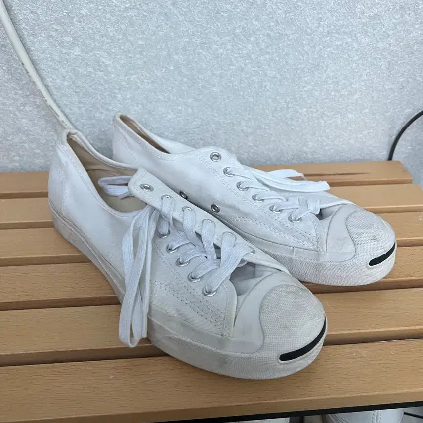 [BUNJANG] Converse Jack Purcell White Sneakers (240mm) / 컨버스 잭퍼셀 화이트 스니커즈 (240mm)