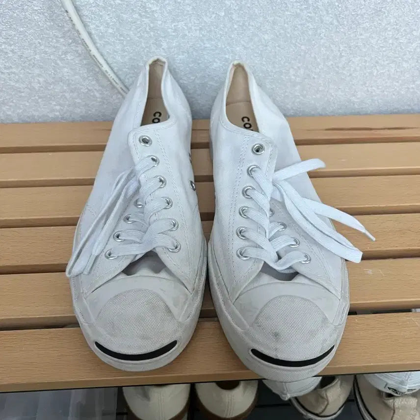 [BUNJANG] Converse Jack Purcell White Sneakers (240mm) / 컨버스 잭퍼셀 화이트 스니커즈 (240mm)