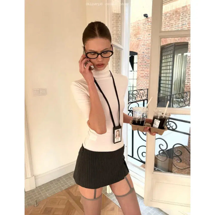 [BUNJANG] 0122stepll White Turtleneck T-shirt / 0122stepll 티셔츠 화이트 터틀넥 티셔츠