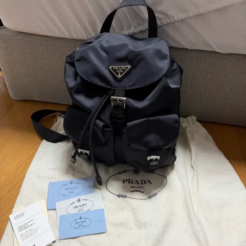 [BUNJANG] Prada Black Nylon Backpack / 프라다 블랙 백팩 + 개런티카드