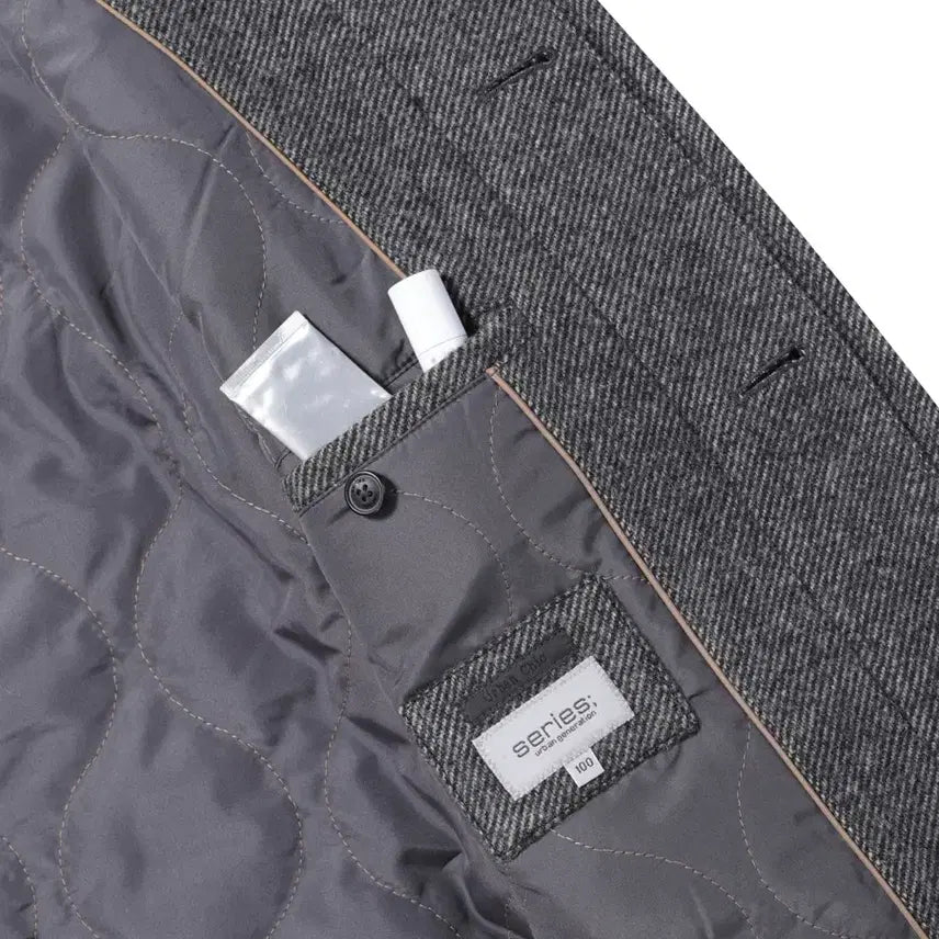 [BUNJANG] Series Charcoal Balmacaan Coat (105 Size) / 시리즈 패턴 발마칸코트 차콜 105 사이즈 새제품