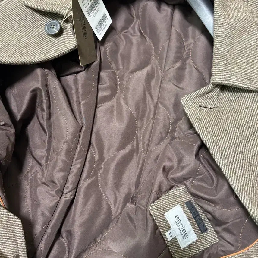[BUNJANG] Series Brown Herringbone Pattern Mac Coat (Size 105) - New / 시리즈 패턴 발마칸 코트 브라운 105 사이즈 새제품