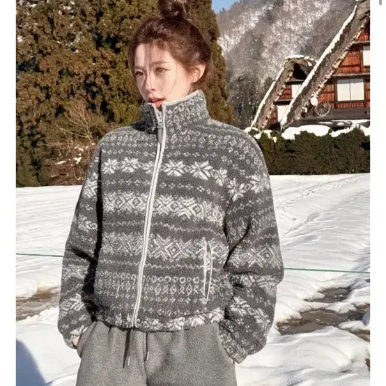 [BUNJANG] Slow and Dumble Fleece Zip-Up Gray / 슬로우앤드 덤블플리스
