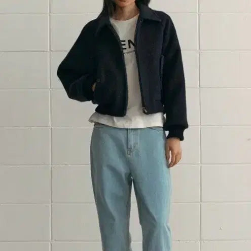 [BUNJANG] Sienne Harris Bomber Jacket Size 2 Navy / 시엔느 해리스 봄버 자켓 2사이즈