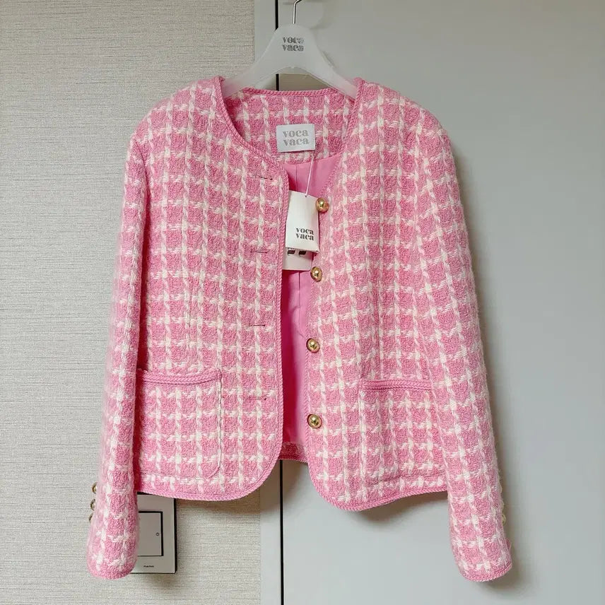 [BUNJANG] Boca Baca Pink Tweed Jacket - Unused - Yuna & Kim So Eun Style / 보카바카 핑크 트위드 자켓 미착용 새상품 / 유나,김소은 착용