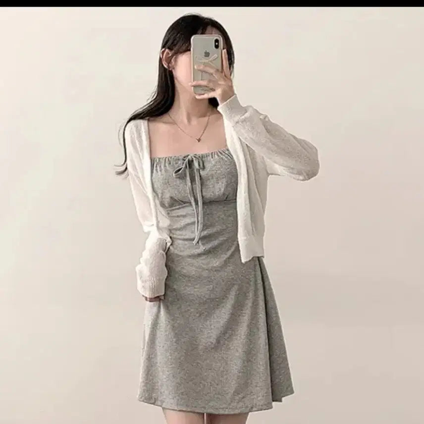 [BUNJANG] Summer Ribbon Shirring Ribbed Dress / 휴양지 리본 셔링 골지 원피스