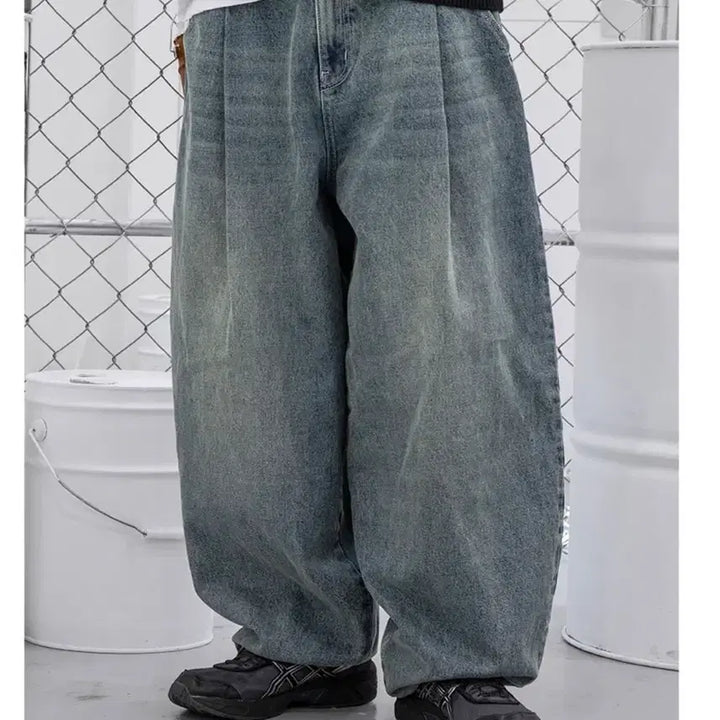 [BUNJANG] X:IN Big Wide Balloon Denim Pants (Blue) - Size S / 엑스톤즈 빅 와이드 벌룬 데님 팬츠 (BLUE)