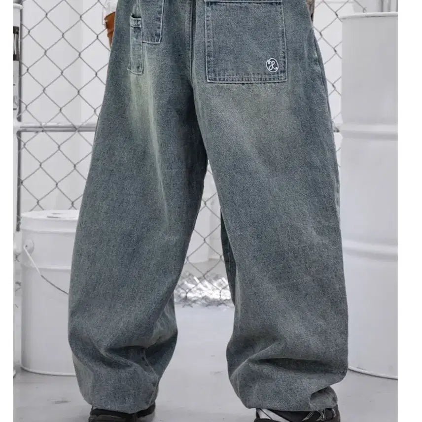 [BUNJANG] X:IN Big Wide Balloon Denim Pants (Blue) - Size S / 엑스톤즈 빅 와이드 벌룬 데님 팬츠 (BLUE)