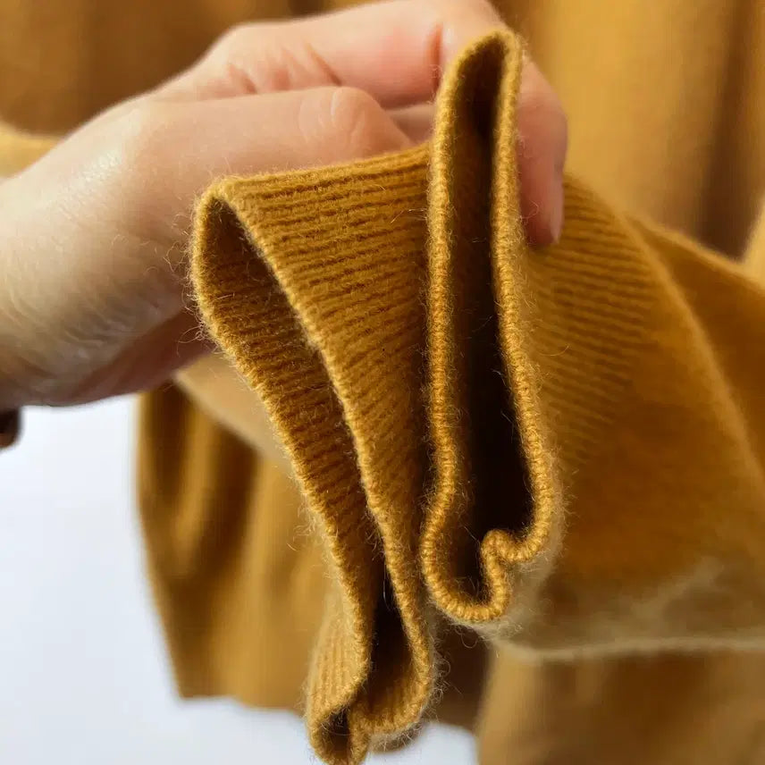 [BUNJANG] Uniqlo Men's Cashmere Round Knit XL - Mustard / 유니클로 남성 캐시미어100라운드니트 XL사이즈