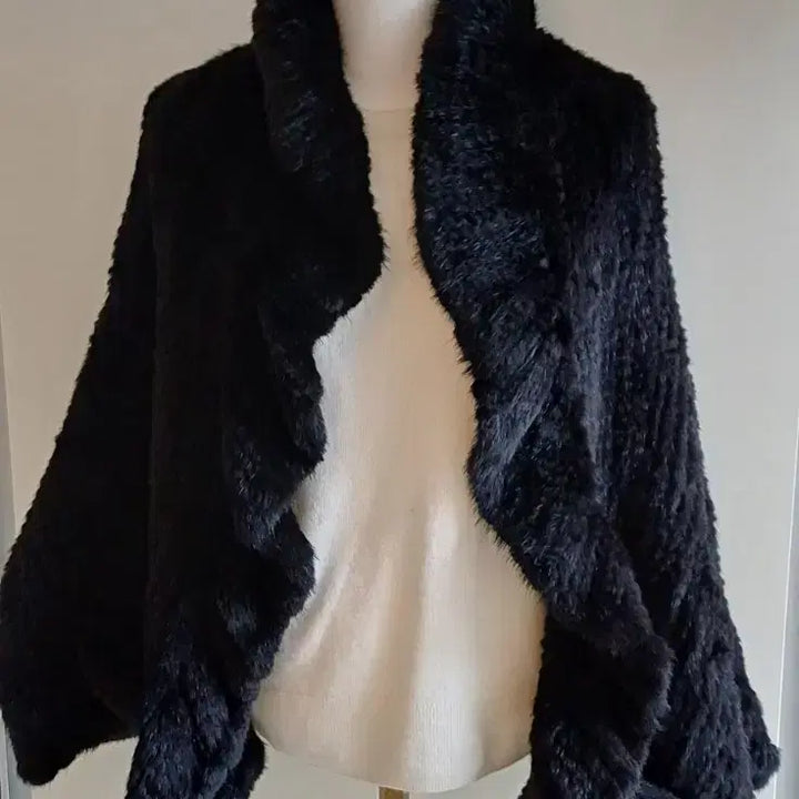 [BUNJANG] Black Mink Shawl Cape / 블랙 천연밍크숄 케이프