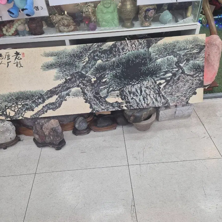 [BUNJANG] Vintage Korean Painting Pine Tree / 베니아화판위 노송그림
