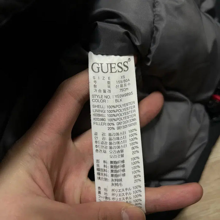 [BUNJANG] Guess Women's Duck Down Puffer Jacket [Black] XS / 게스 여성 덕다운 라카 로고 후드 푸퍼패딩 점퍼 [블랙] XS/85