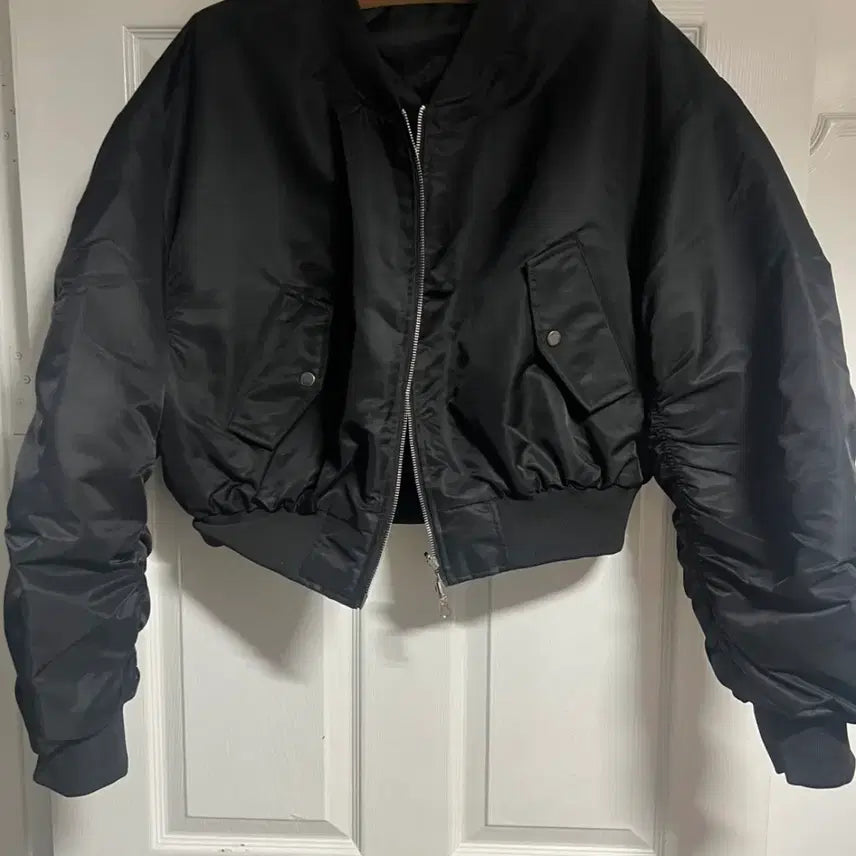 [BUNJANG] Psycho Heavy Shirring Crop Bomber Jacket XL / 락싸이코 헤비 셔링 크롭 항공점퍼 봄버 XL