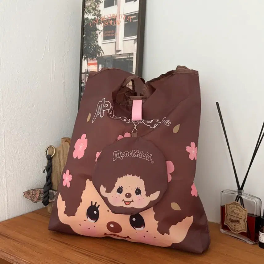 [BUNJANG] Sakura Monchhichi Eco Bag / 사쿠라 몬치치 에코백 장바구니 경량백 (새상품)