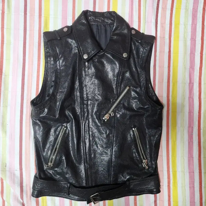 [BUNJANG] Leather Rider Vest / 라이더 양가죽 유광조끼 공용90-95 팔아요