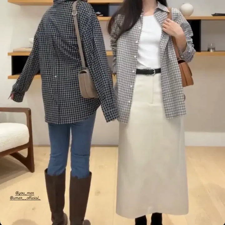 [BUNJANG] Yumer - Amber Side Check Beige / 유메르 -앙브 사이드 체크 베이지