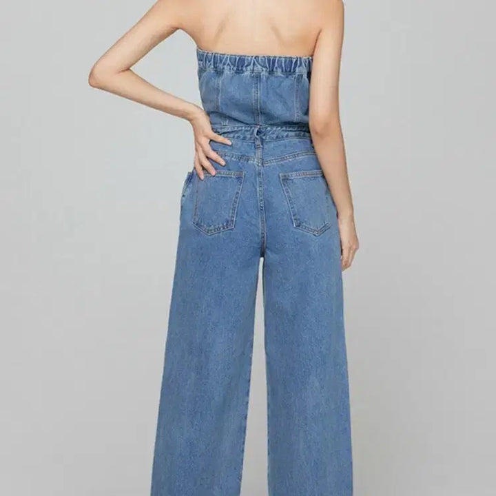 [BUNJANG] MIXXO Denim Tube Top Jumpsuit / 미쏘 데님 점프수트