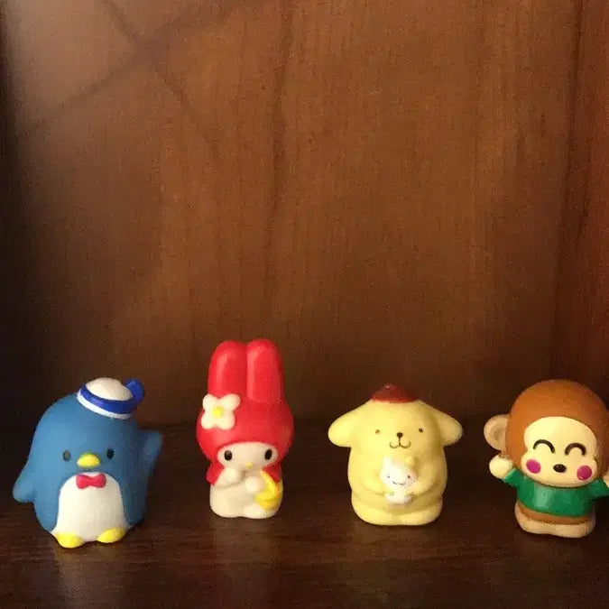 [BUNJANG] Vintage Sanrio Characters Finger Puppets Bundle Set / 일본 고전 빨간 마이멜로디 머핀 폼폼푸린 턱시도셈 몽키치 똥사이즈 인형