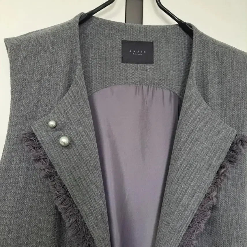 [BUNJANG] Gray Tassel Detail Open Long Vest / 그레이 수슬장식 예쁜 주머니0 안감0 오픈형 롱조끼