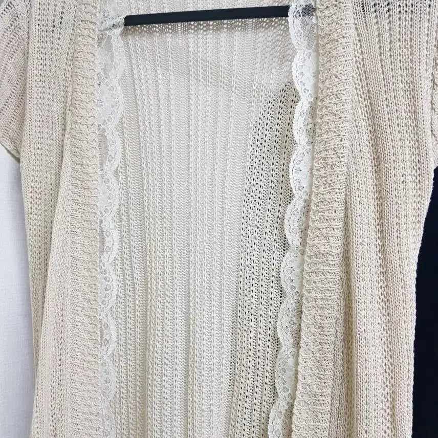 [BUNJANG] Ivory Lace Short Sleeve Cardigan / 아이보리 레이스 반팔 가디건