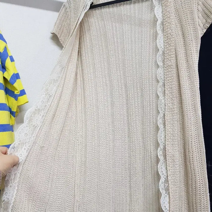 [BUNJANG] Ivory Lace Short Sleeve Cardigan / 아이보리 레이스 반팔 가디건