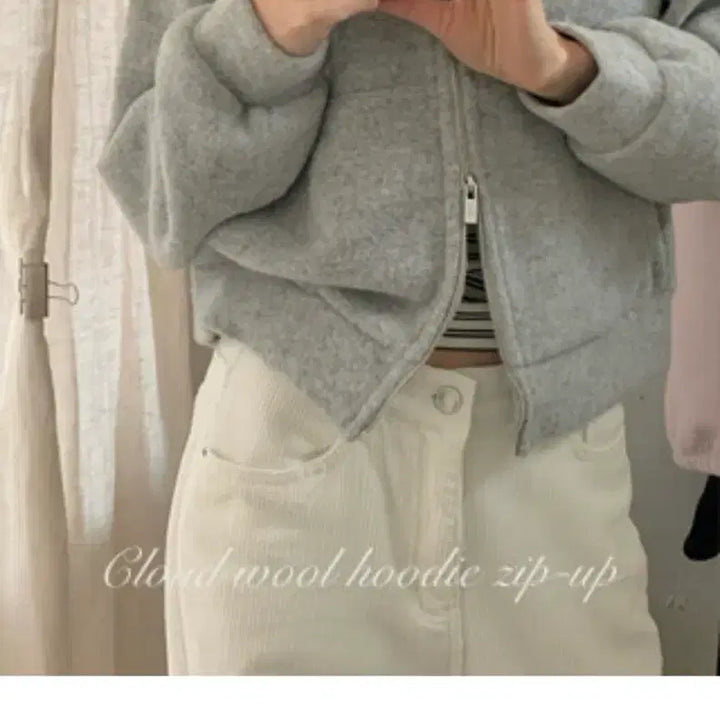 [BUNJANG] Murette Cloud Wool Hooded Zip-Up Grey / (택o)뮤렛 클라우드 울 후드집업 그레이