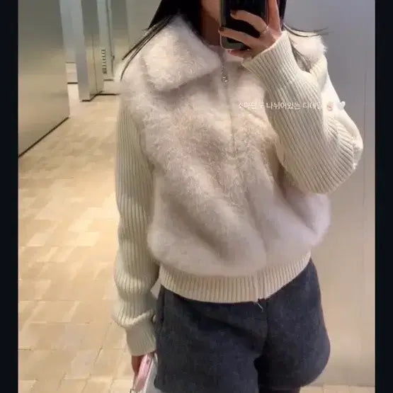 [BUNJANG] Moro Market Knit Fur Jacket / 모로마켓 니트 퍼자켓