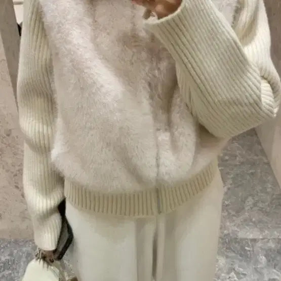 [BUNJANG] Moro Market Knit Fur Jacket / 모로마켓 니트 퍼자켓