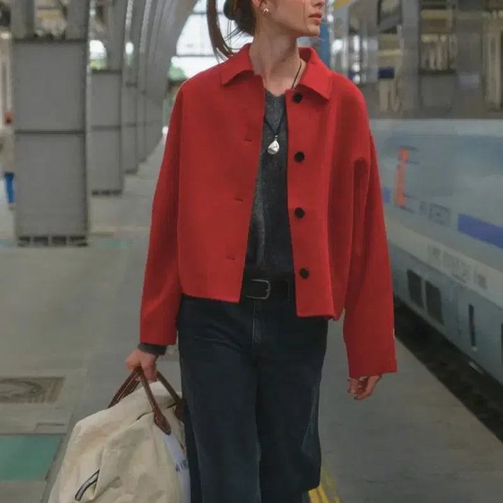 [BUNJANG] And You Single Collar Handmade Jacket Red / <앤유> 싱글 카라 핸드메이드 자켓 레드