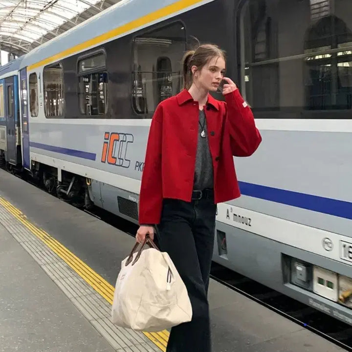 [BUNJANG] And You Single Collar Handmade Jacket Red / <앤유> 싱글 카라 핸드메이드 자켓 레드