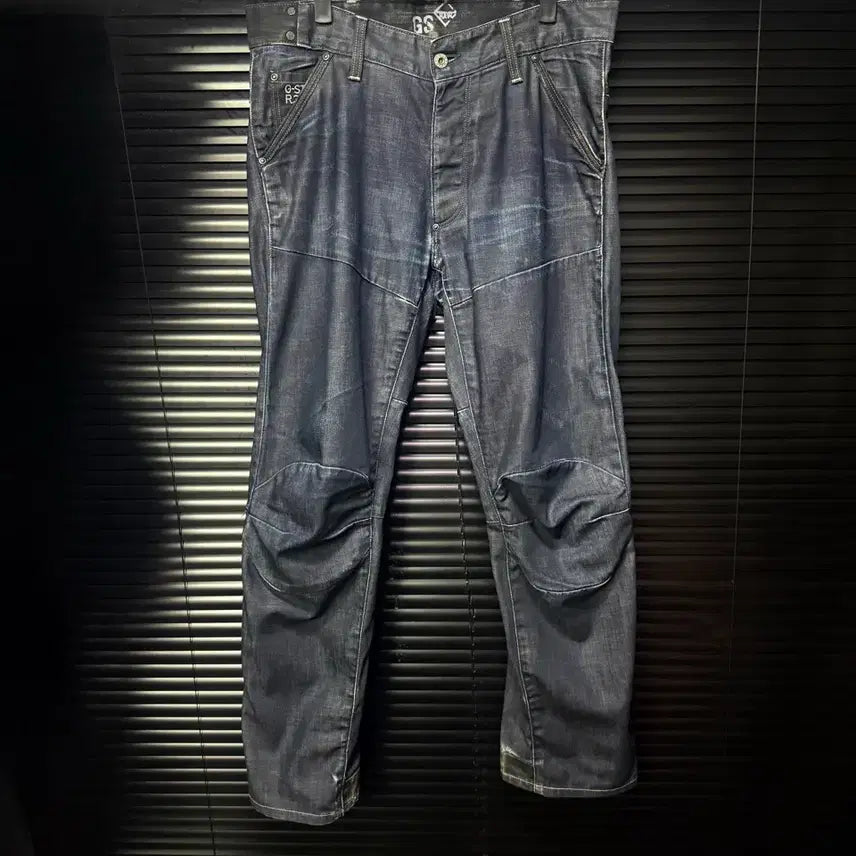 [BUNJANG] G-Star RAW Indigo Coated Denim Biker Rider Jeans / 지스타 로우 인디고 데님 코팅진 33 워싱 바이커 라이더 고스 펑크 락