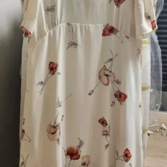 [BUNJANG] Floral Chiffon Long Dress / 플라워 쉬폰 롱원피스