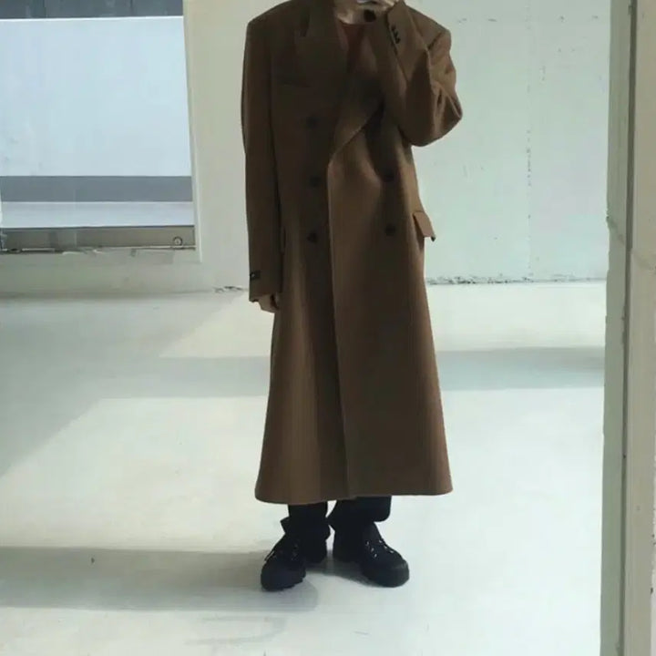 [BUNJANG] MNGU 17FW Double Breasted Long Coat Camel M / M) MNGU 17fw 더블 브레스티드 롱코트 카멜 명작 시즌